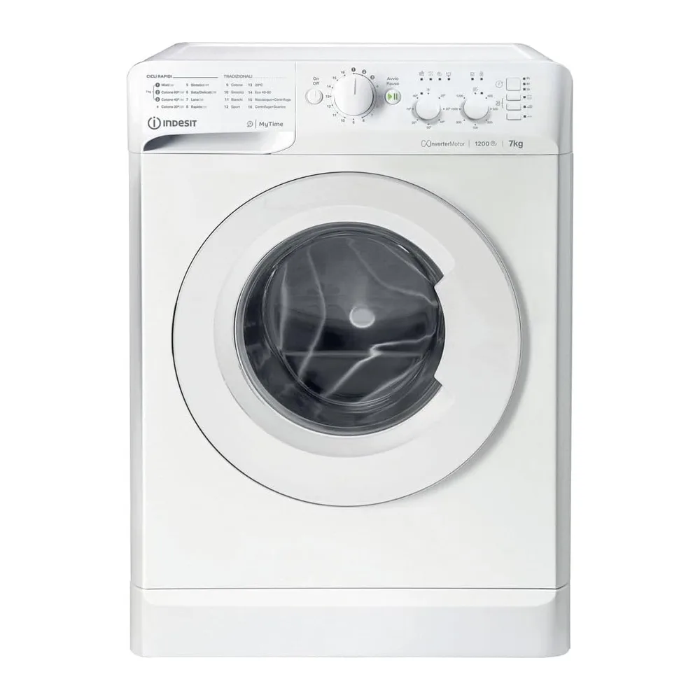 INDESIT MTWC 71296 W IT - Lavatrice 7 kg con Carica Frontale, 16 Programmi, Centrifuga 1200 Giri, Partenza