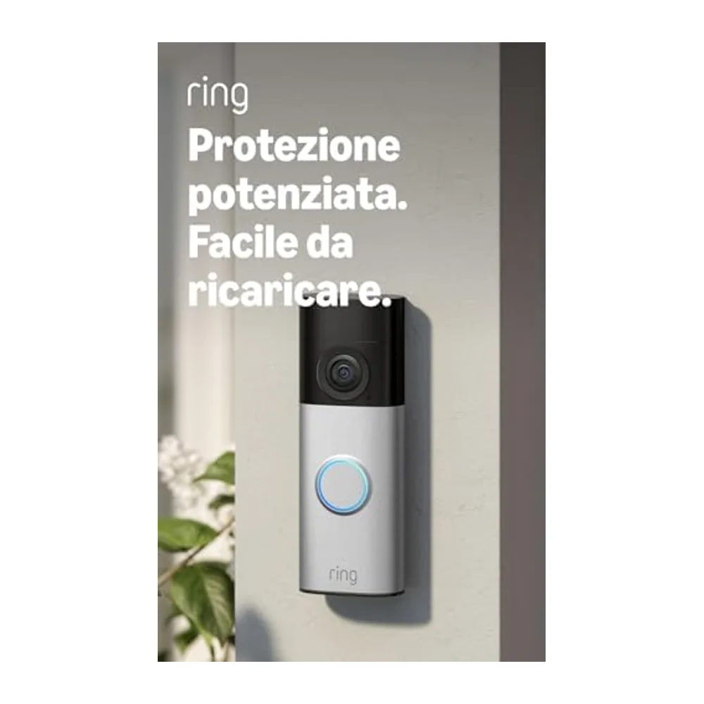Ring Battery Video Doorbell 2K Plus, Videocitofono a batteria (ultimo modello), Retinal 2K, Zoom 6x, Batteria