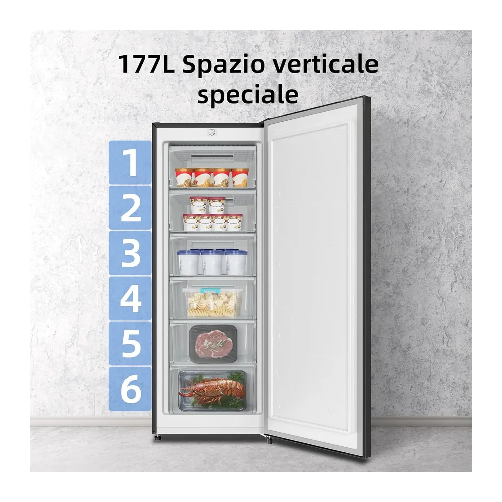 CHiQ CSD208D4E Freezer Verticale 177L Low Frost Acciaio Nero [Classe di efficienza energetica E] — 3