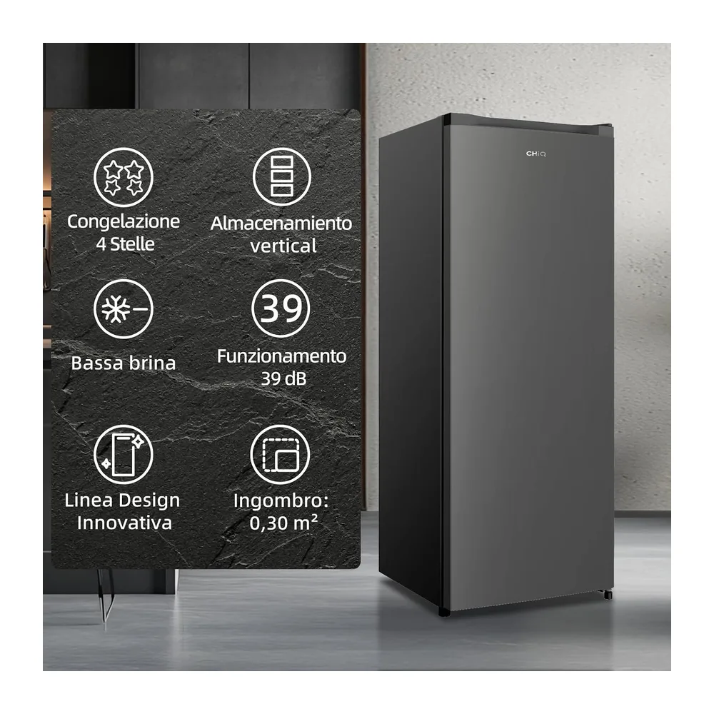 CHiQ CSD208D4E Freezer Verticale 177L Low Frost Acciaio Nero [Classe di efficienza energetica E] — 4