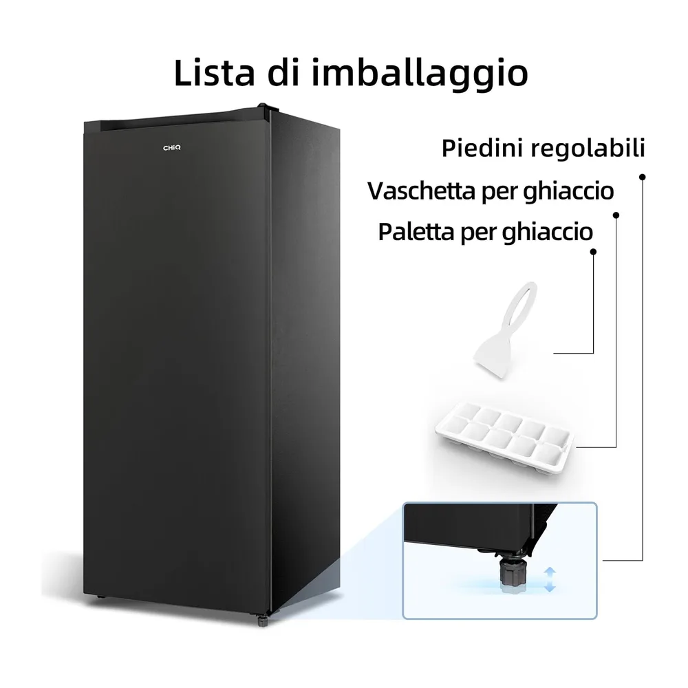 CHiQ CSD208D4E Freezer Verticale 177L Low Frost Acciaio Nero [Classe di efficienza energetica E] — 5