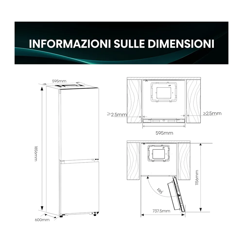 Hisense RB3K330SAIC - Frigorifero Combinato Total No Frost, Capacità di 330 Litri, Ridotta profondità, Deep — 3