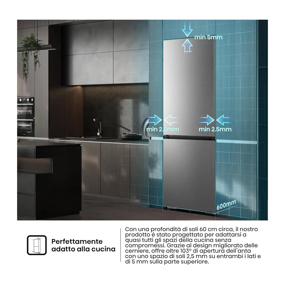 Hisense RB3K330SAIC - Frigorifero Combinato Total No Frost, Capacità di 330 Litri, Ridotta profondità, Deep — 5