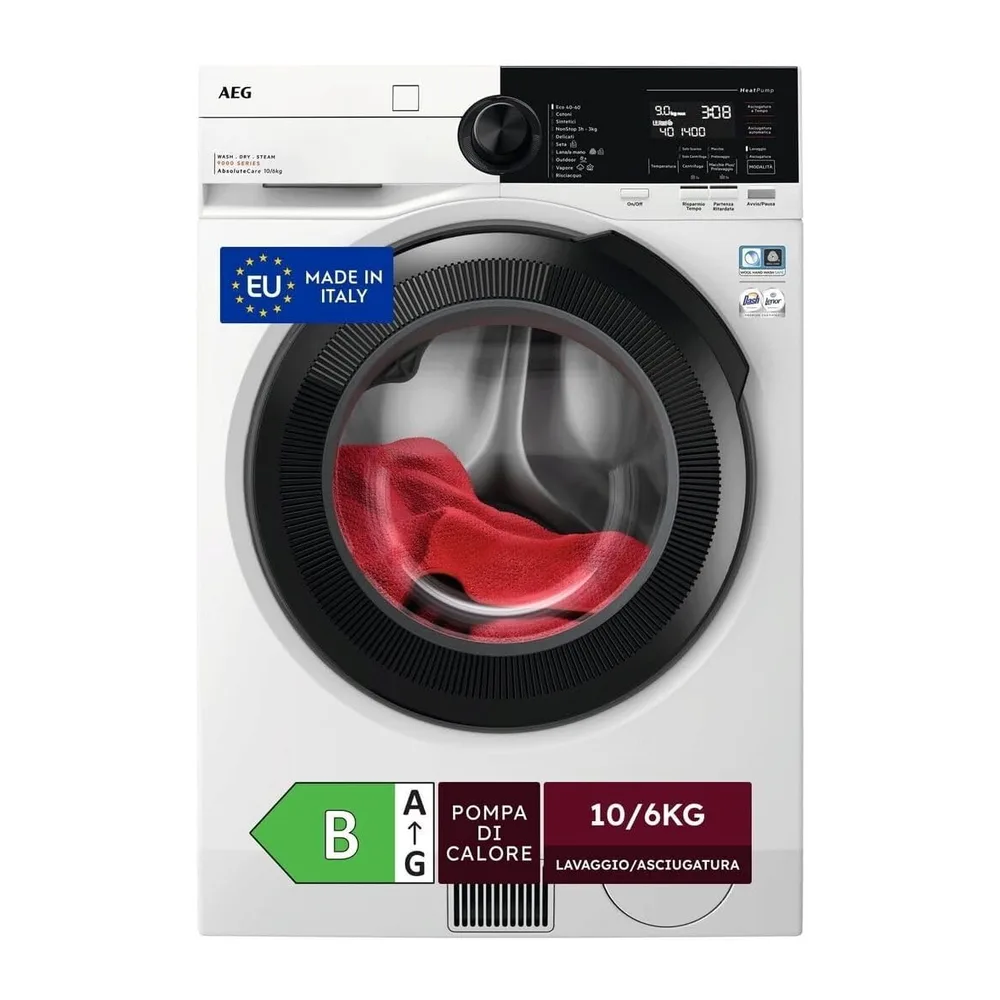 AEG LWR9E106AB Lavasciuga Carica Frontale 10/6 kg Serie 9000 ProSteam [Classe di efficienza energetica B]