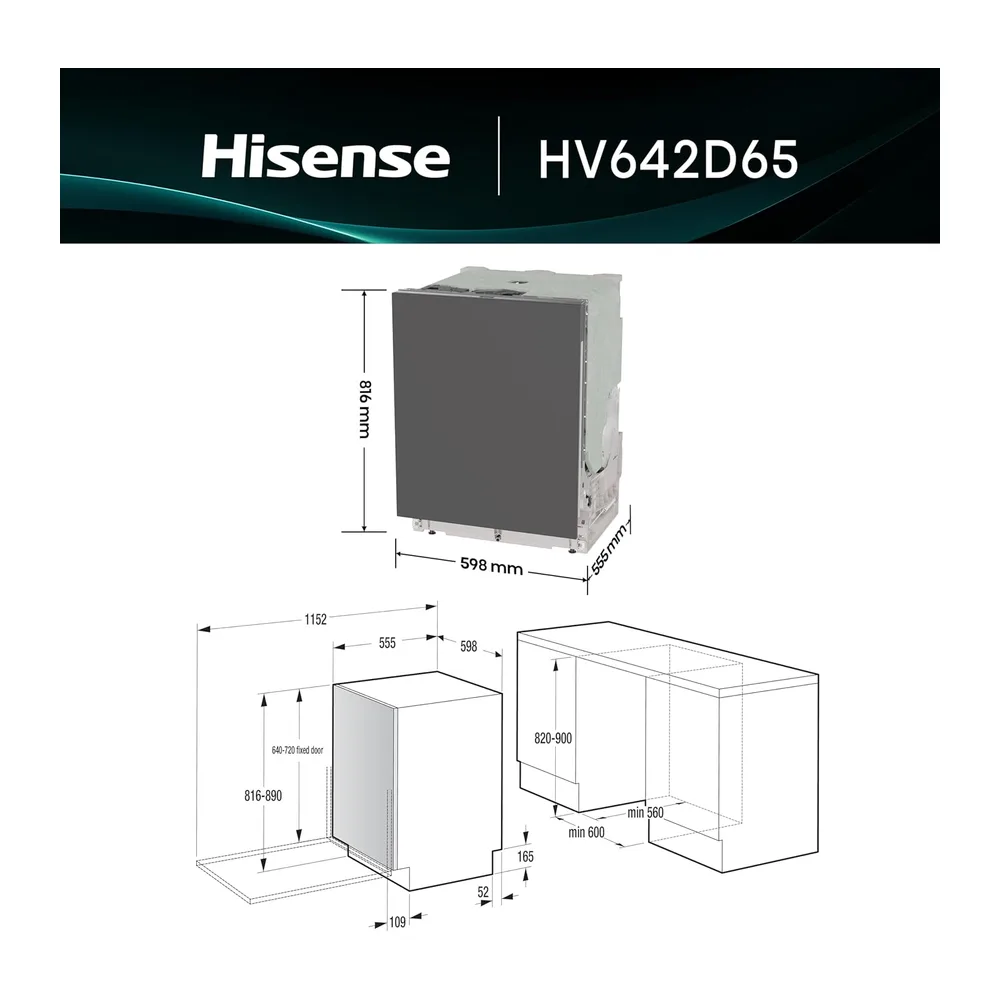 Hisense HV642D65 NUOVA Lavastoviglie Incasso 60 cm — 2