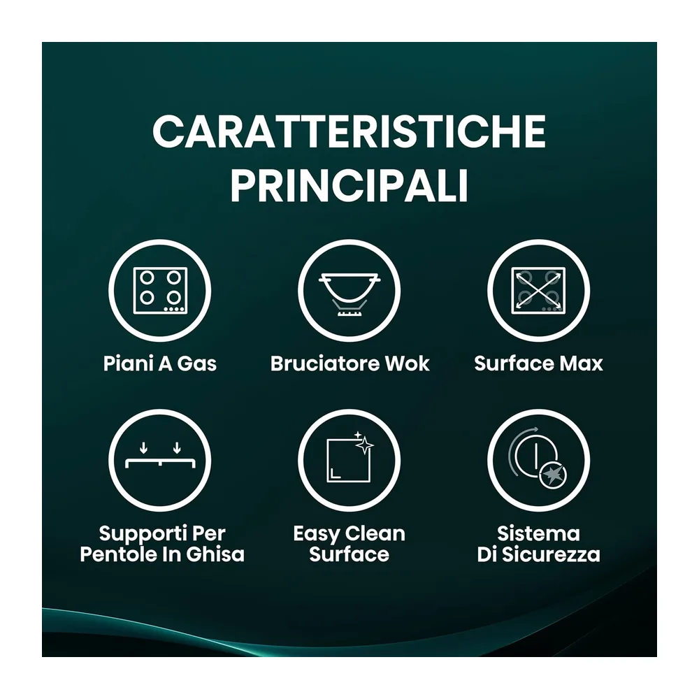 Hisense GM663XHFSI Piano Cottura a Gas 60 cm — 3