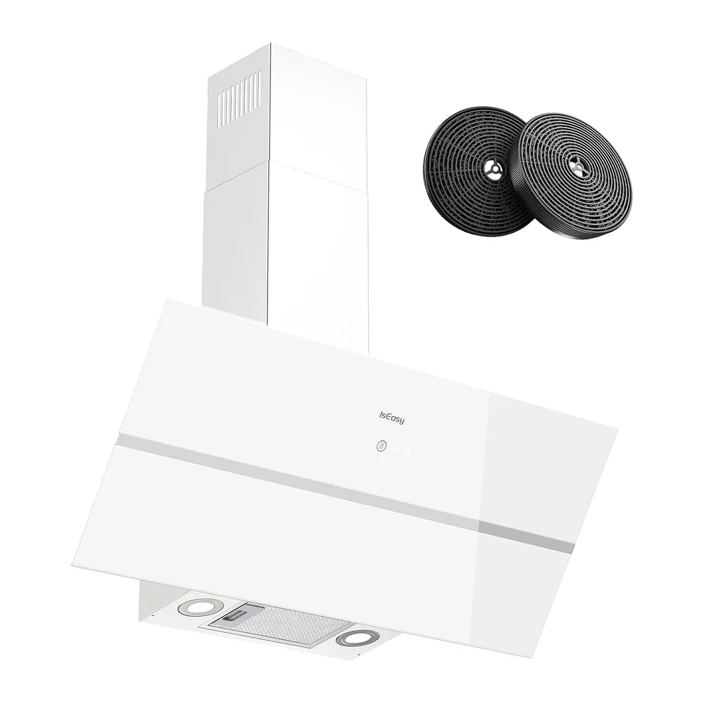 Cappa Aspirante 90 cm, IsEasy Cappa 90 cm, 571 m³/h Forte Aspirazione, 4 Livelli, Ritenitore di Pannello,