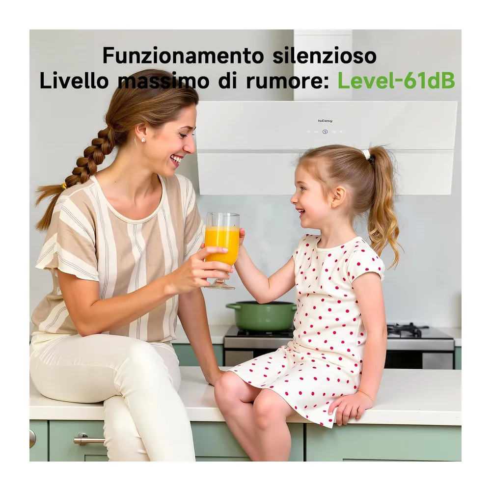 Cappa Aspirante 90 cm, IsEasy Cappa 90 cm, 571 m³/h Forte Aspirazione, 4 Livelli, Ritenitore di Pannello, — 5