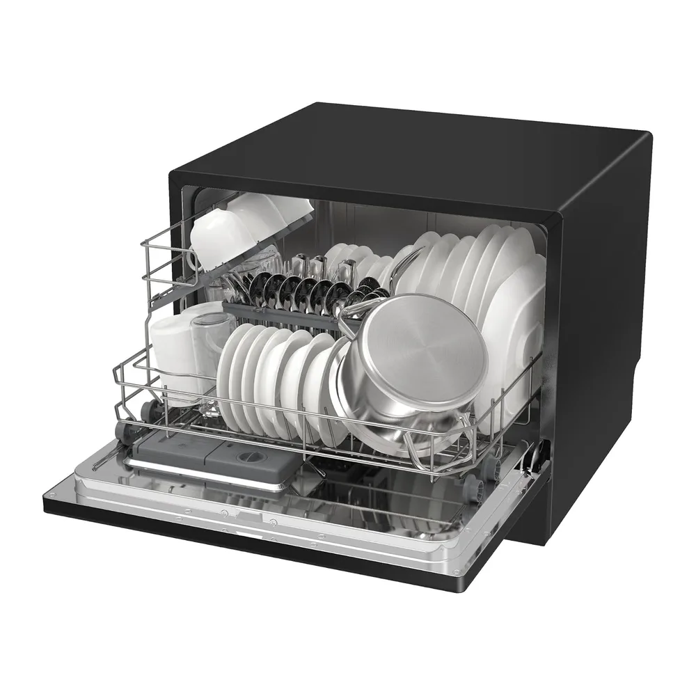 GEDTECH - Lavastoviglie Tavolo Top GLV6T47BL - 6 posate - 47 dB - Partenza ritardata - Nero [Classe di — 3