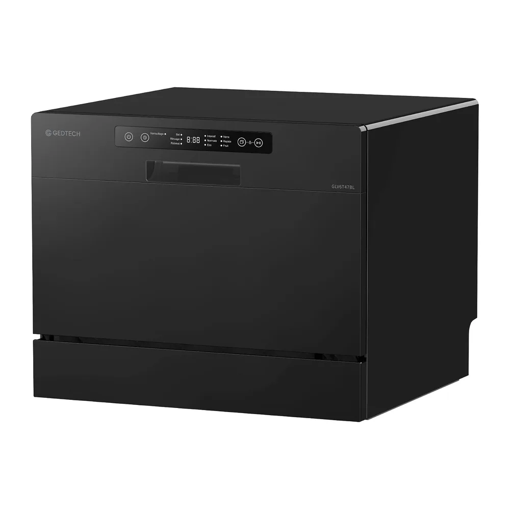 GEDTECH - Lavastoviglie Tavolo Top GLV6T47BL - 6 posate - 47 dB - Partenza ritardata - Nero [Classe di — 5