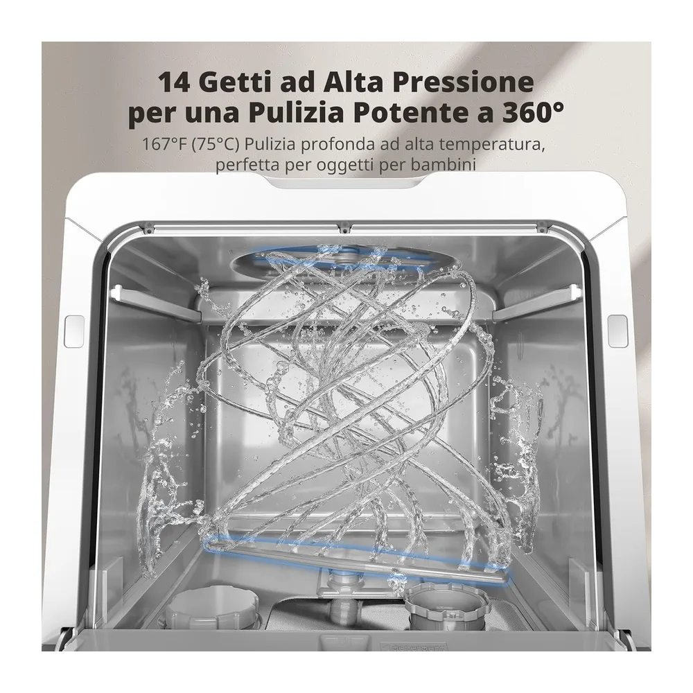 AIRMSEN Mini Lavastoviglie da Tavolo, lavastoviglie portatile da 5L, 8+3 Programmi, Avvio Ritardato 1–18 h, — 6
