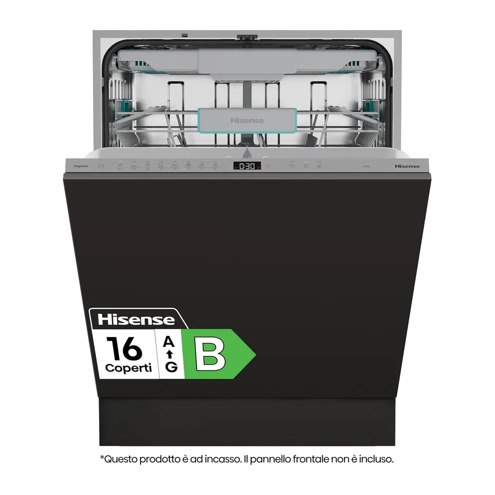 Hisense HV16B, Lavastoviglie integrata, Classe B, 16 Coperti, 40db, 8 programmi, controllo touch, fast