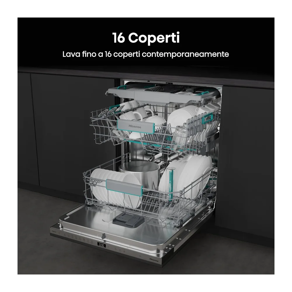 Hisense HV16B, Lavastoviglie integrata, Classe B, 16 Coperti, 40db, 8 programmi, controllo touch, fast — 4
