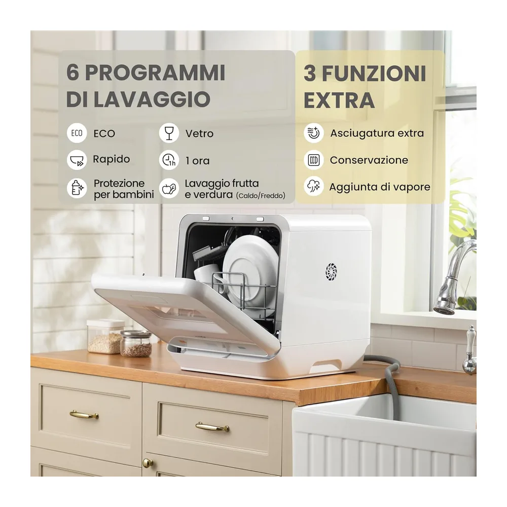 COMFEE Lavastoviglie Piccola Con Serbatoio 5L E Lavaggio A Vapore — 4