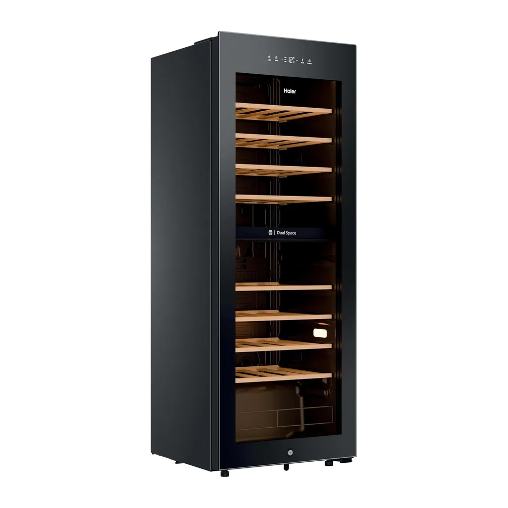 Haier Wine Bank 50 Series 5 HWS56GDG - Cantinetta per 56 bottiglie, 2 zone indipendenti, ripiani in legno, — 4