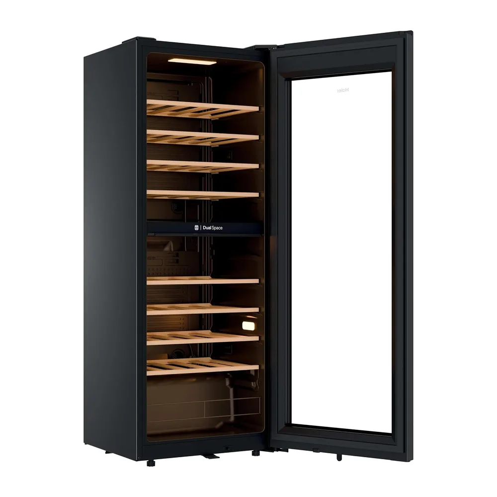 Haier Wine Bank 50 Series 5 HWS56GDG - Cantinetta per 56 bottiglie, 2 zone indipendenti, ripiani in legno, — 5