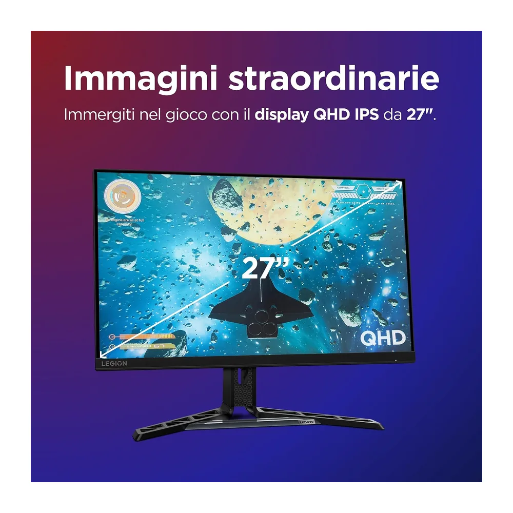 Lenovo Legion R27qe Gen 2 | Monitor Gaming 27" QHD (2560x1440), 200Hz, 0.5ms, IPS, 2x HDMI 2.1 e DisplayPort — 2