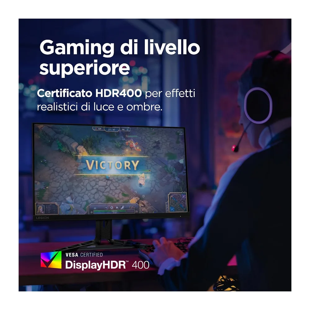 Lenovo Legion R27qe Gen 2 | Monitor Gaming 27" QHD (2560x1440), 200Hz, 0.5ms, IPS, 2x HDMI 2.1 e DisplayPort — 4