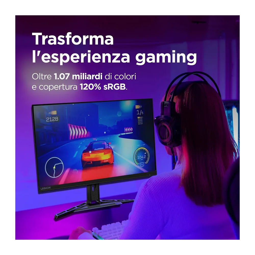 Lenovo Legion R27qe Gen 2 | Monitor Gaming 27" QHD (2560x1440), 200Hz, 0.5ms, IPS, 2x HDMI 2.1 e DisplayPort — 6