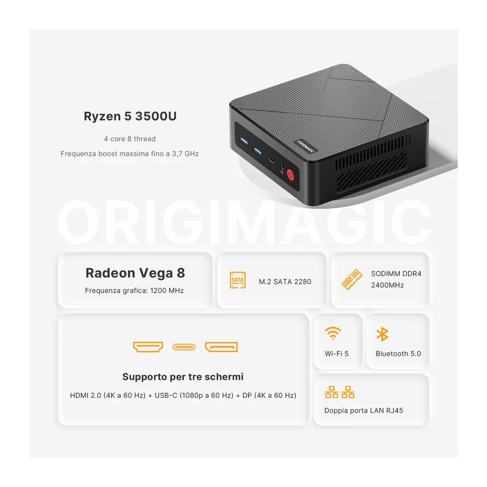 C4 Air Mini PC Ryzen 5 3500U(4C/8T,3.7GHz,Beats 4300U//N150/N95) — 2
