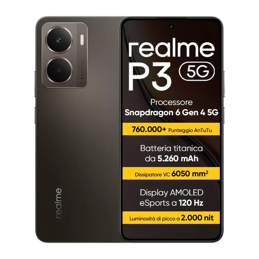 realme P3 5G Smartphone 12+512 GB, Processore Snapdragon 6 Gen 4 5G, Batteria titanica da 5260mAh,Ricarica