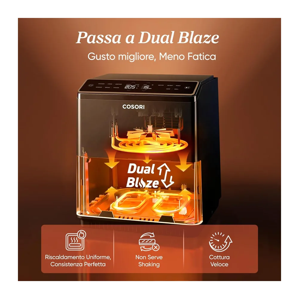 Cosori Friggitrice ad Aria 6,4 Litri, Doppia Resistenza, WIFI, 11 Funzioni — 2