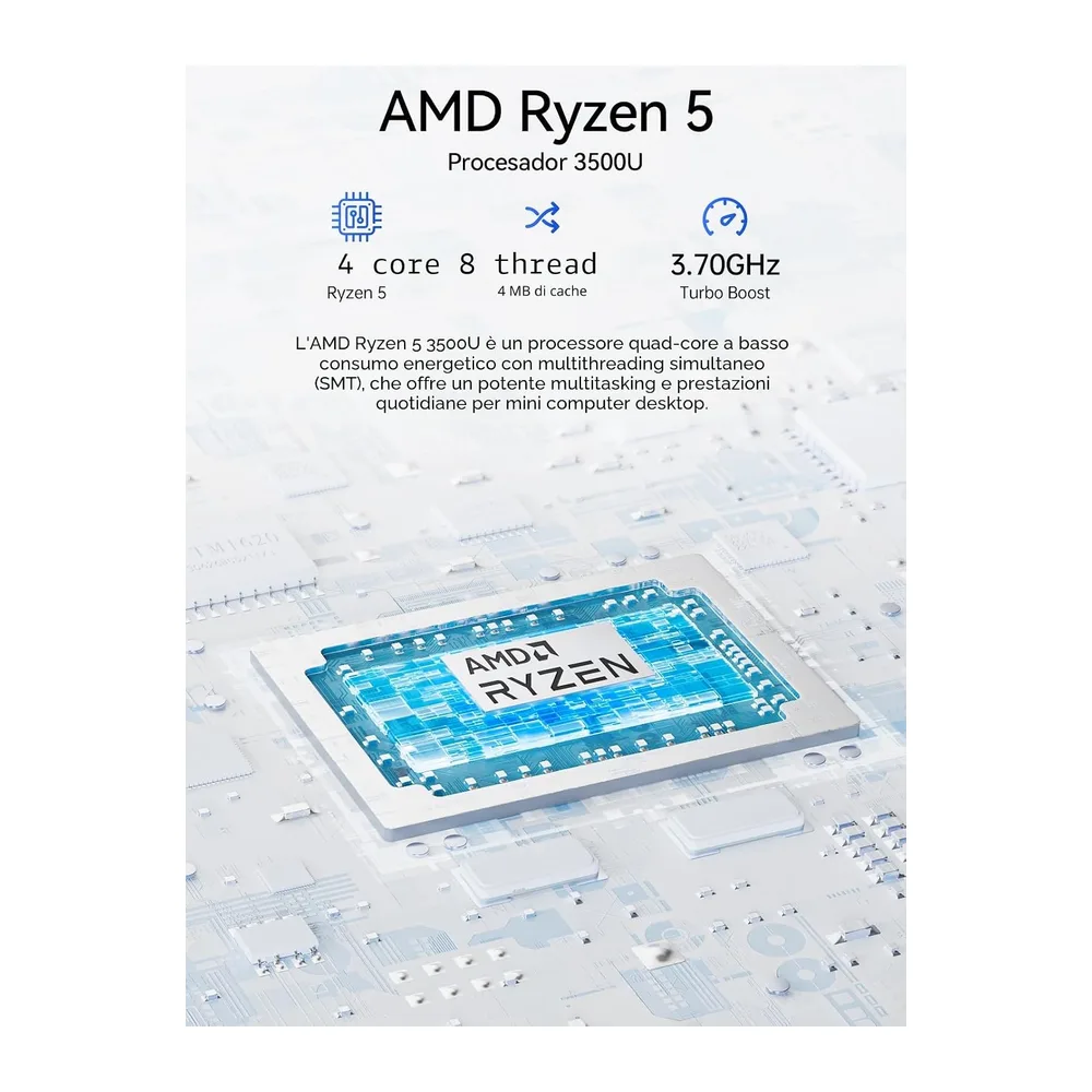 GMKtec Mini PC Ryzen - AMD Ryzen 5 3500U (4C/8T, 4.5GHz) | NucBox G10 | 16 GB DDR4 + 256 GB SSD | Win 11 Pro — 3