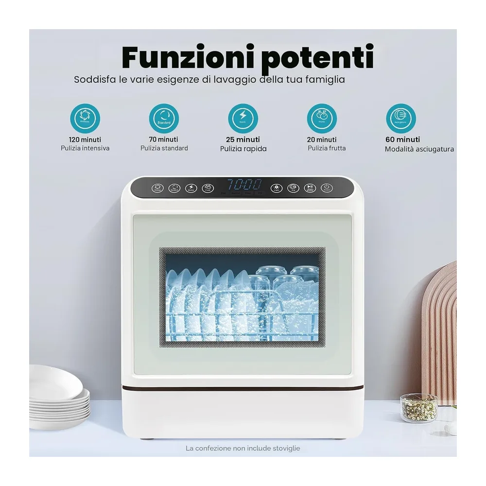 Lavastoviglie da Tavolo, 6 litri, mini-lavastoviglie, 1100 W, piccola lavastoviglie, 72 °C, igiene ad alta — 2