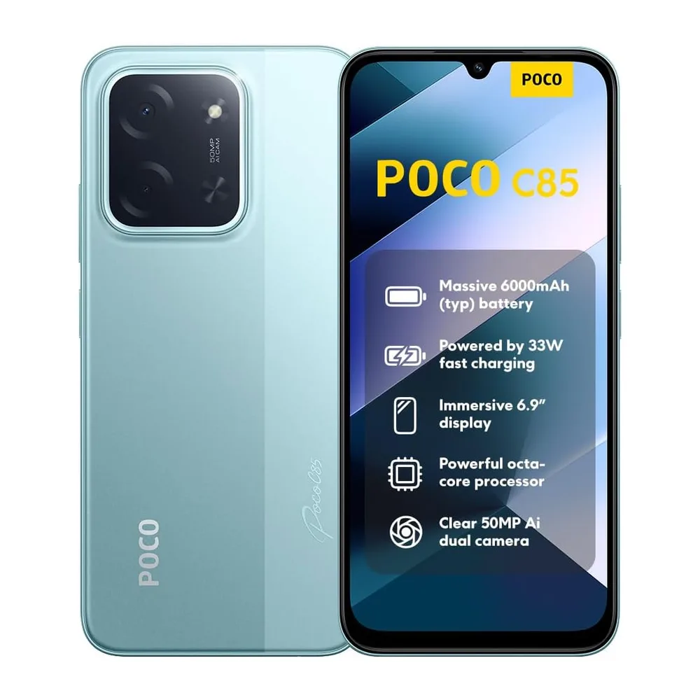 XIAOMI POCO C85, Smartphone 6+128GB, Verde, 6000mAh