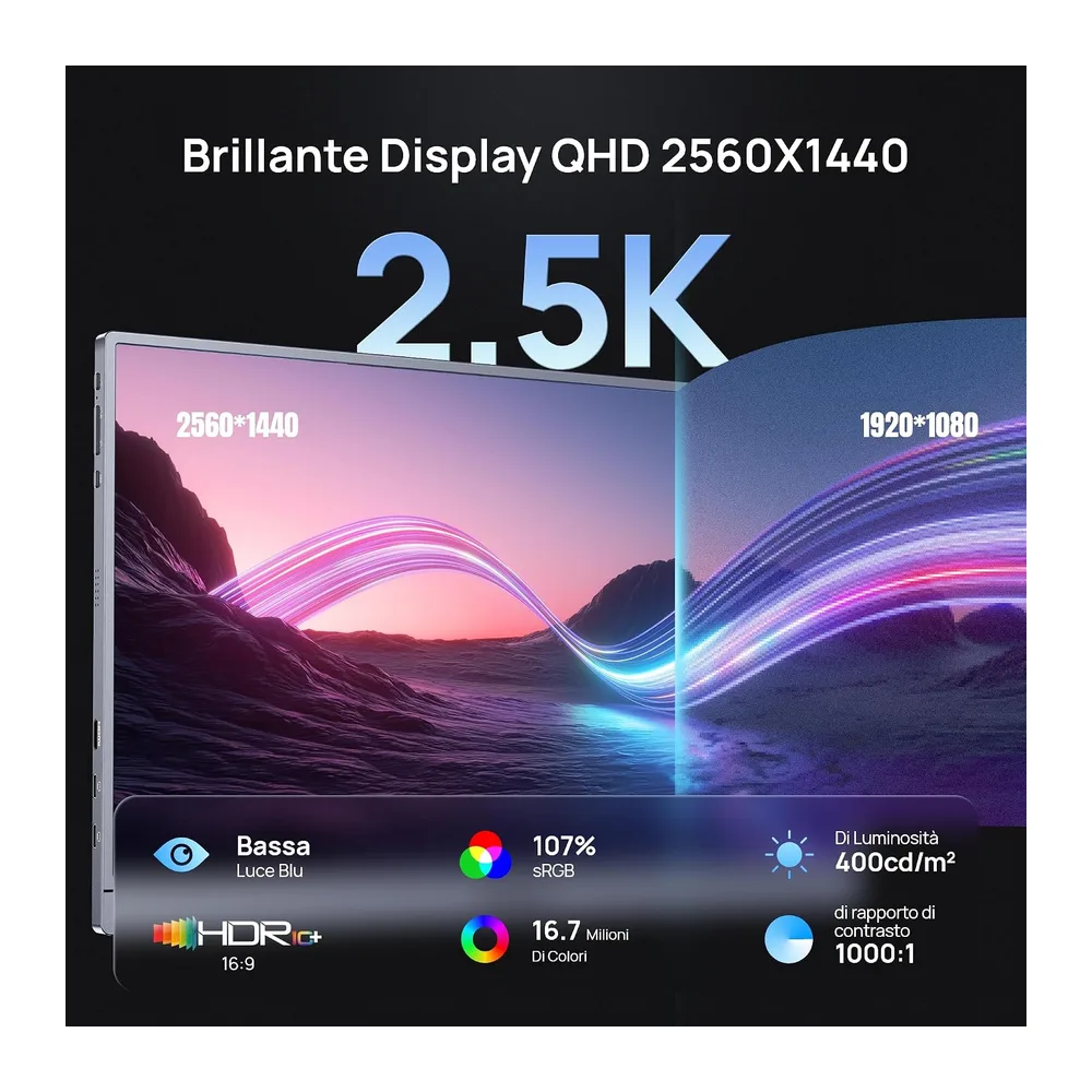 ARZOPA Monitor Portatile 16.1" 2,5K QHD 180Hz — 2