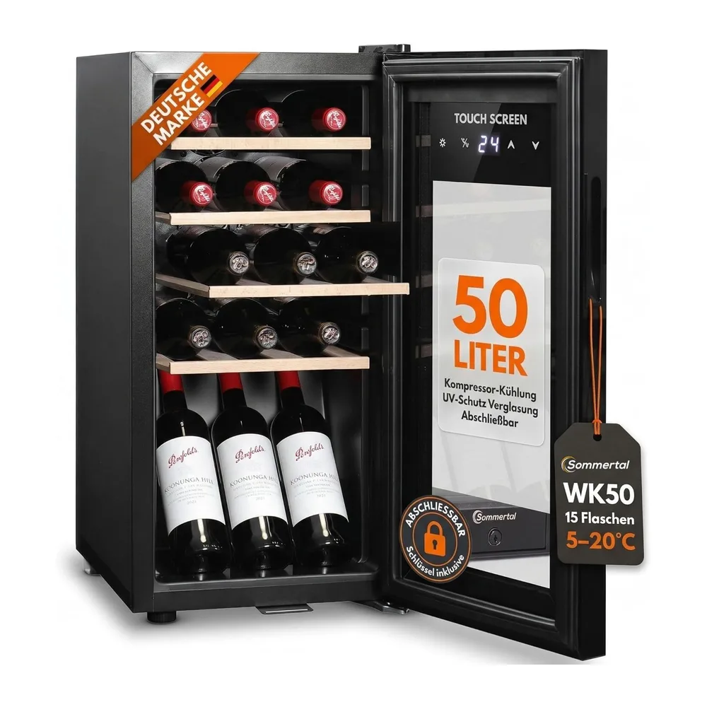 Sommertal Frigorifero per vino con porta in vetro WK50