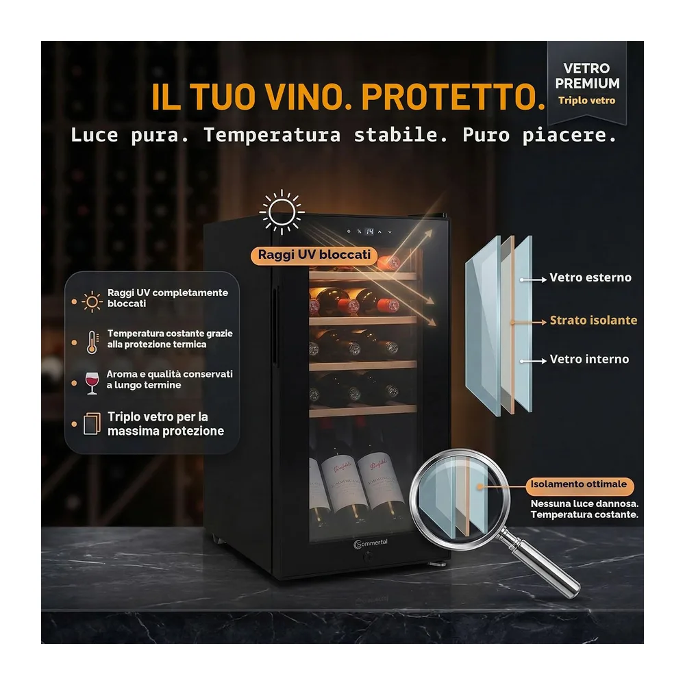 Sommertal Frigorifero per vino con porta in vetro WK50 — 2