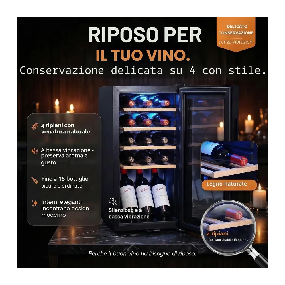 Sommertal Frigorifero per vino con porta in vetro WK50 — 3