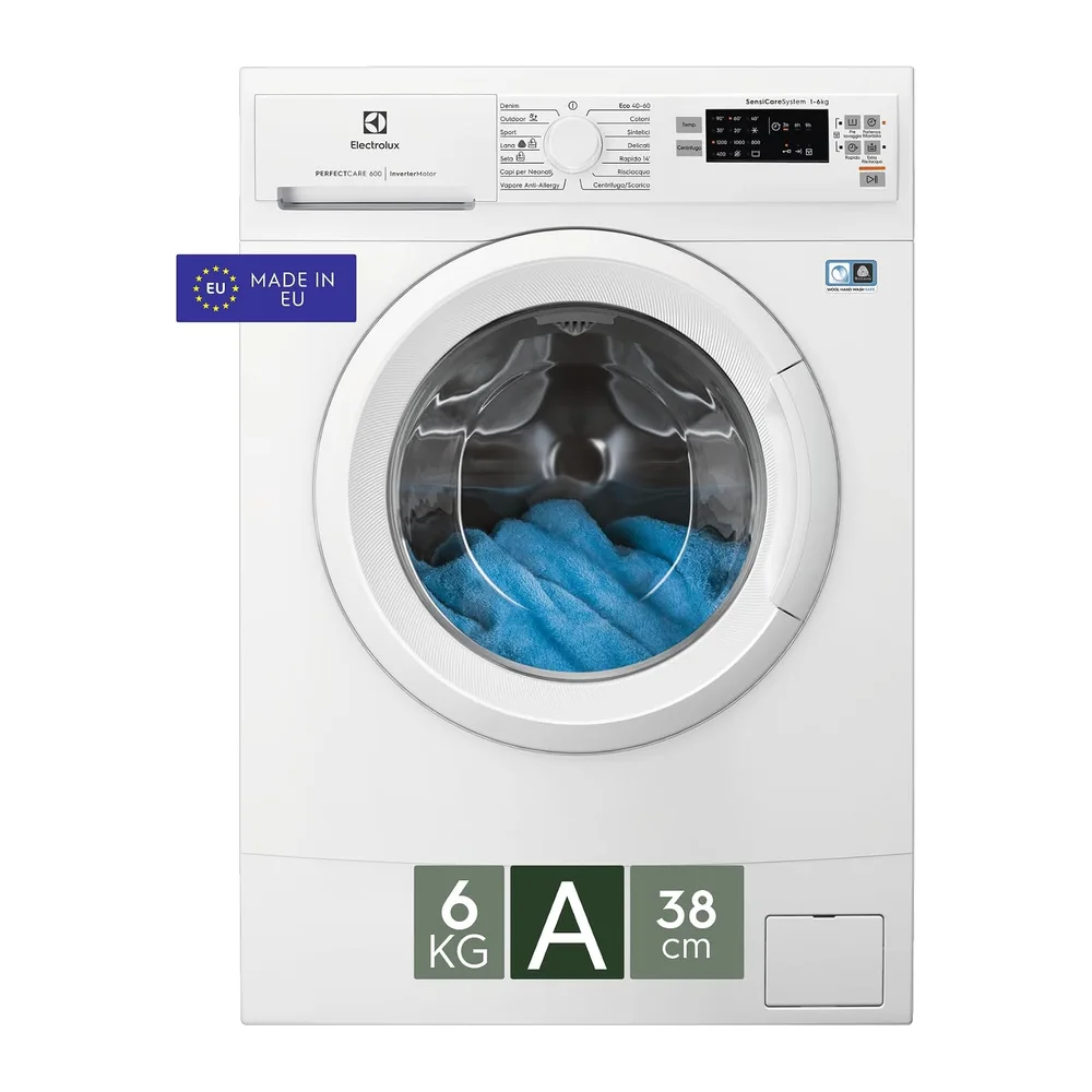 Electrolux EW6S526A Lavatrice Slim Carica Frontale 6 kg 1200 Giri Classe A [Classe di efficienza energetica A]
