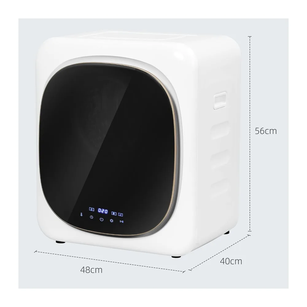 HOMCOM Mini Asciugatrice Portatile 2.5kg 6 Programmi Display Touch Bianco [Classe di efficienza energetica G] — 3