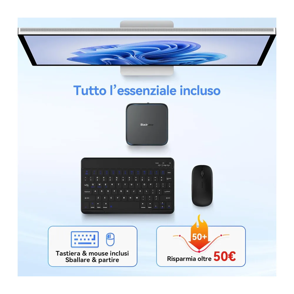 Blackview 【Set Completo】 MP50 Mini PC AMD Ryzen 5 (16GB RAM 512GB SSD) con Tastiera e Mouse Inclusi — 2