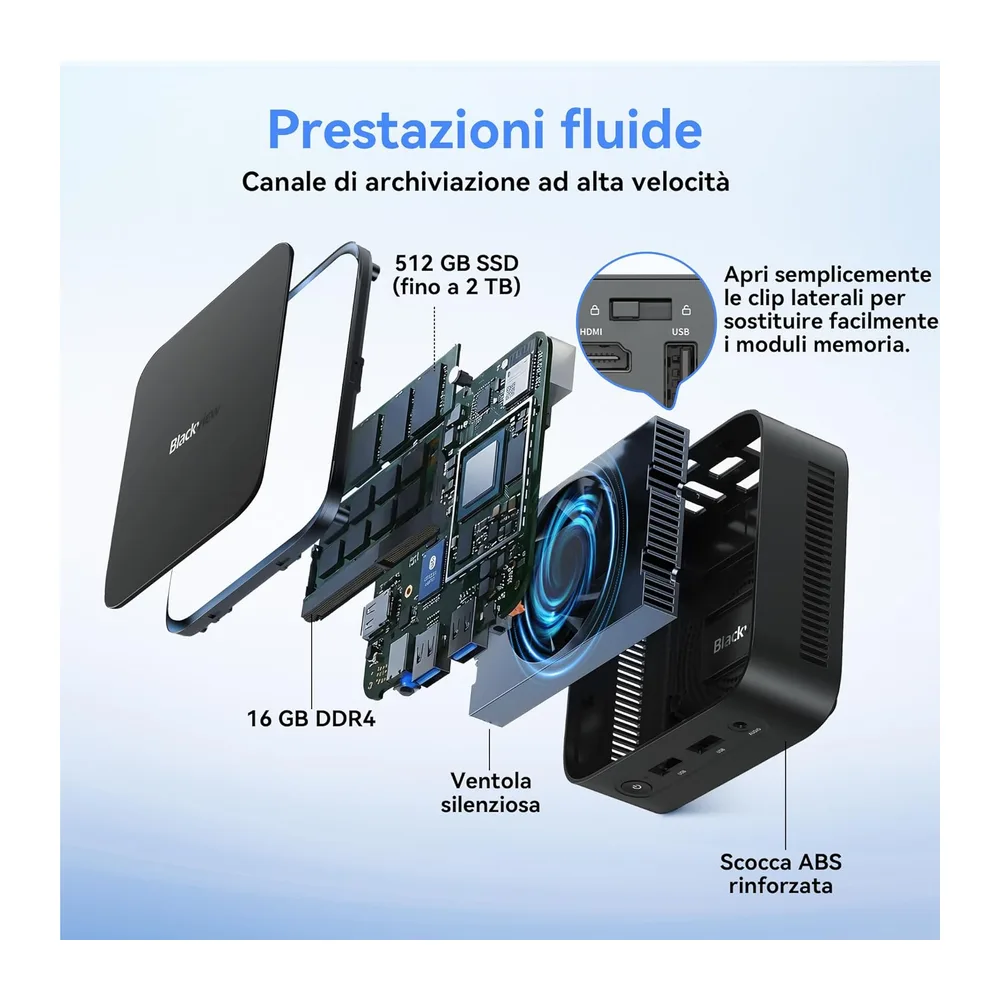 Blackview 【Set Completo】 MP50 Mini PC AMD Ryzen 5 (16GB RAM 512GB SSD) con Tastiera e Mouse Inclusi — 6