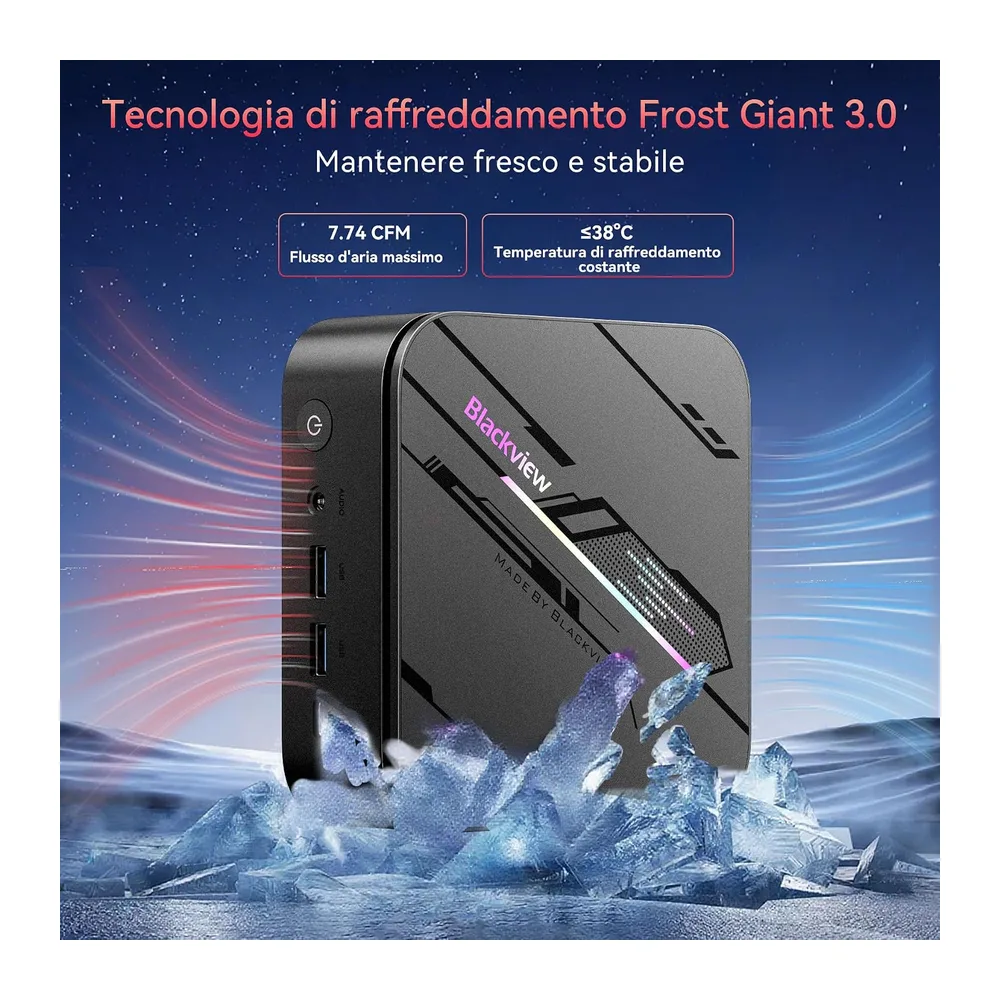 Blackview MP100Pro Mini PC (2026), AMD Ryzen 5 7430U, Win 11 Pro Mini Computer 16GB (ultra-veloce 3733 MT/s) — 5