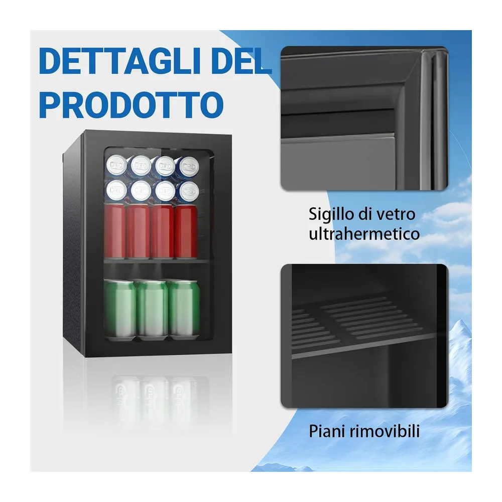 Frigorifero per bevande, 24 lattine/20 litri, mini frigorifero con porta in trasparente per birra o vino, — 4