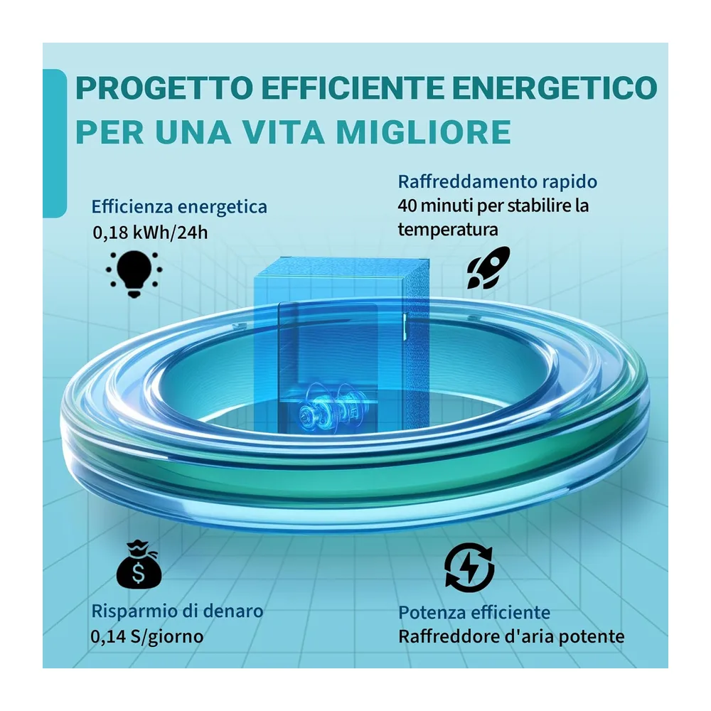 Frigorifero per bevande, 24 lattine/20 litri, mini frigorifero con porta in trasparente per birra o vino, — 5