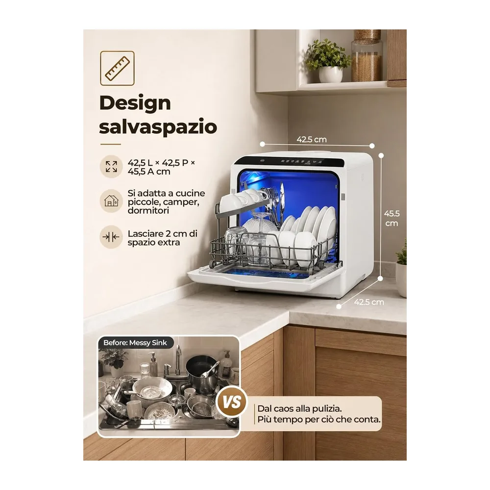 FOHERE Mini Lavastoviglie Con Serbatoio Da 5 Litri — 3