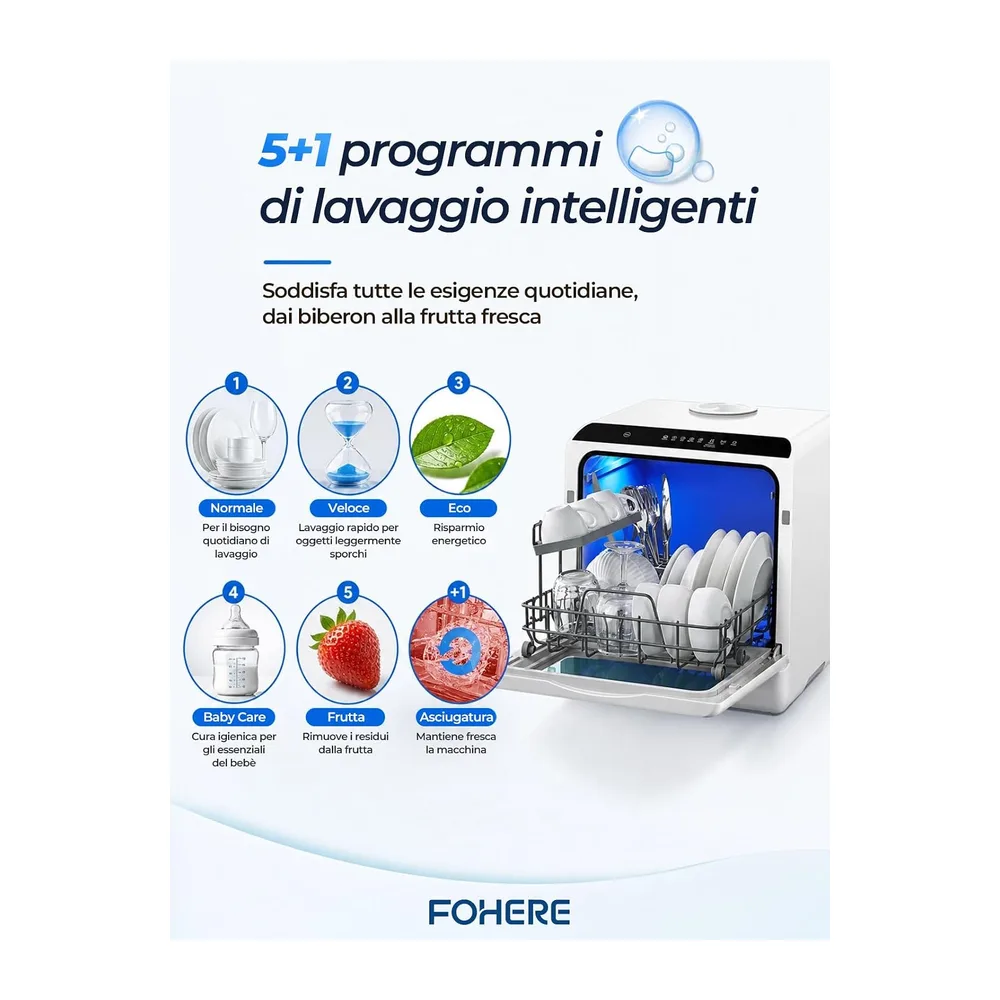 FOHERE Mini Lavastoviglie Con Serbatoio Da 5 Litri — 6