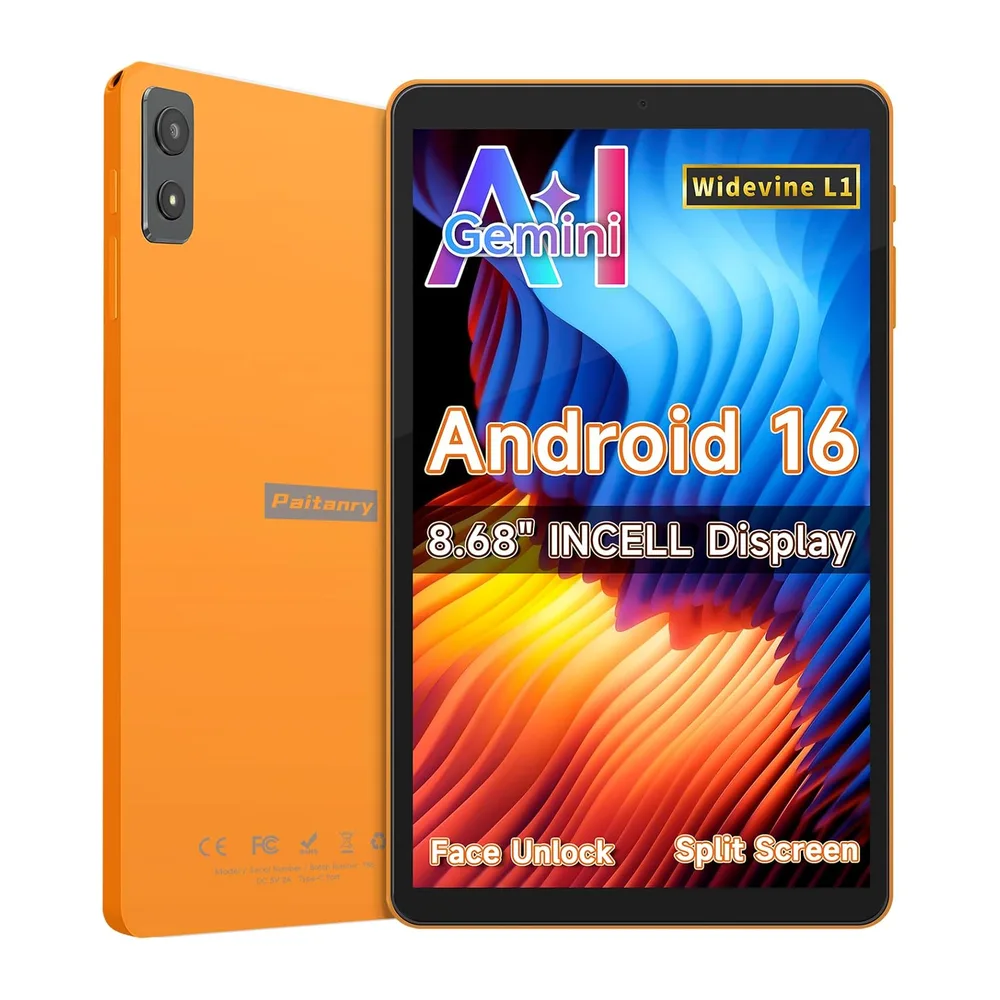 Android 16 Tablet 8,7 pollici, 4G LTE Tablet con SIM, WiFi 5, 16 GB RAM + 64 GB, fino a 2 TB, Widevine L1,