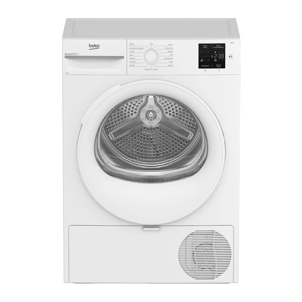 Beko Asciugatrice BMTR38W 8 Kg, con Pompa di calore, Libera Installazione, Display digitale, Classe