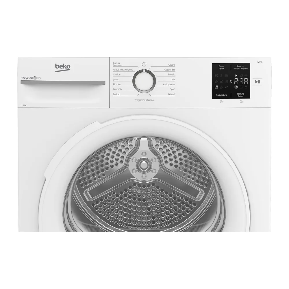 Beko Asciugatrice BMTR38W 8 Kg, con Pompa di calore, Libera Installazione, Display digitale, Classe — 4