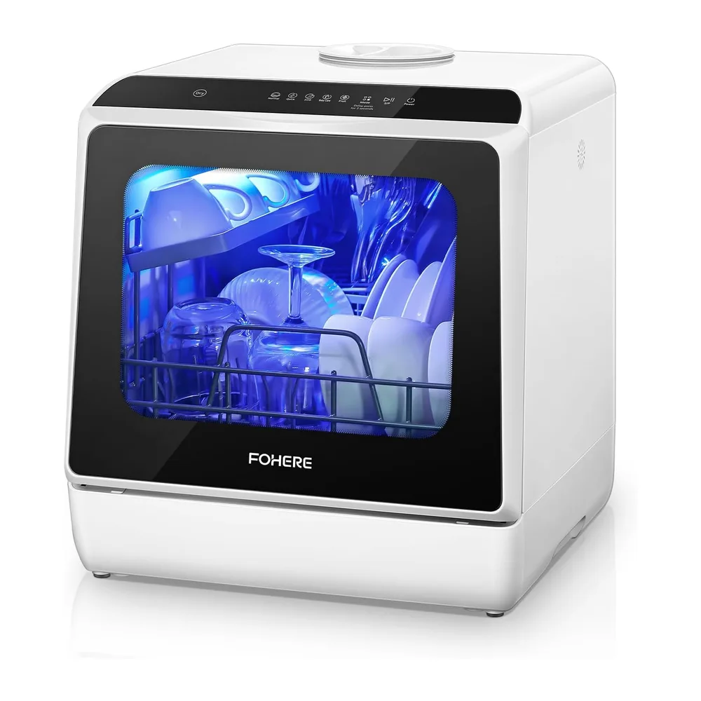 Mini Lavastoviglie da Tavolo, lavastoviglie portatile da 5L, 5+1 Programmi, Avvio Ritardato 1–6h, 2 Modi di