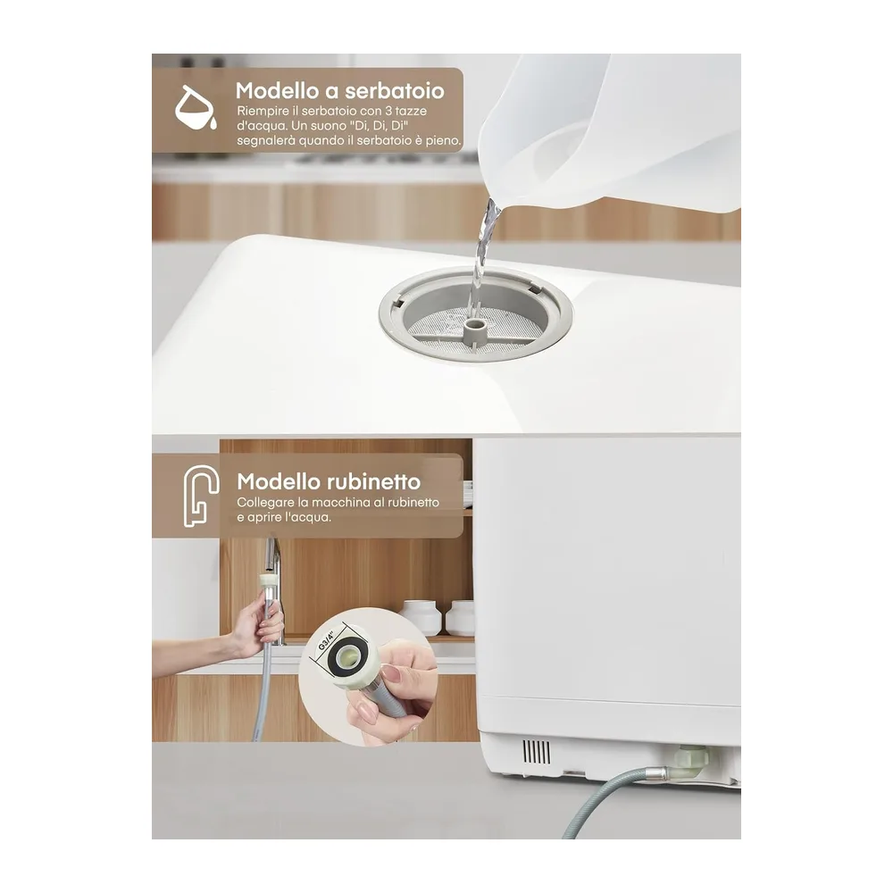 Mini Lavastoviglie da Tavolo, lavastoviglie portatile da 5L, 5+1 Programmi, Avvio Ritardato 1–6h, 2 Modi di — 5