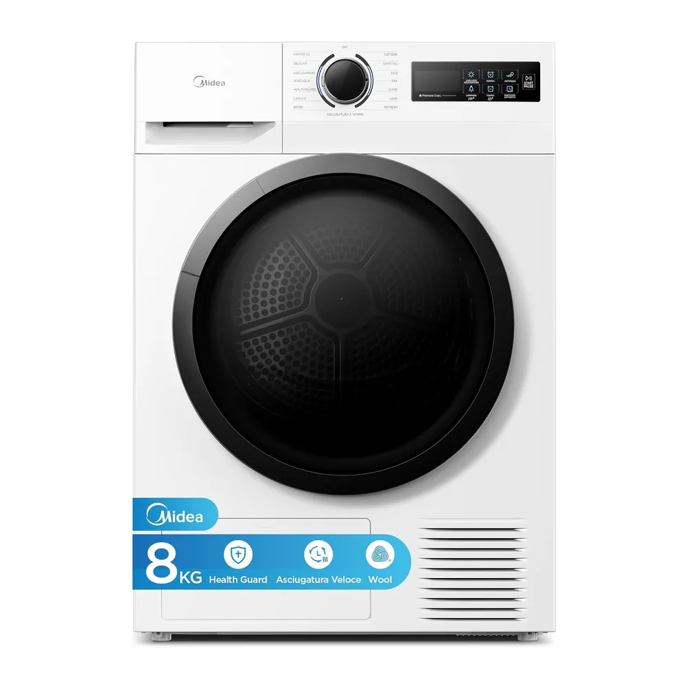 Midea Asciugatrice a Pompa di Calore 8 kg Classe A++ Asciugatura Rapida 35' [Classe di efficienza energetica