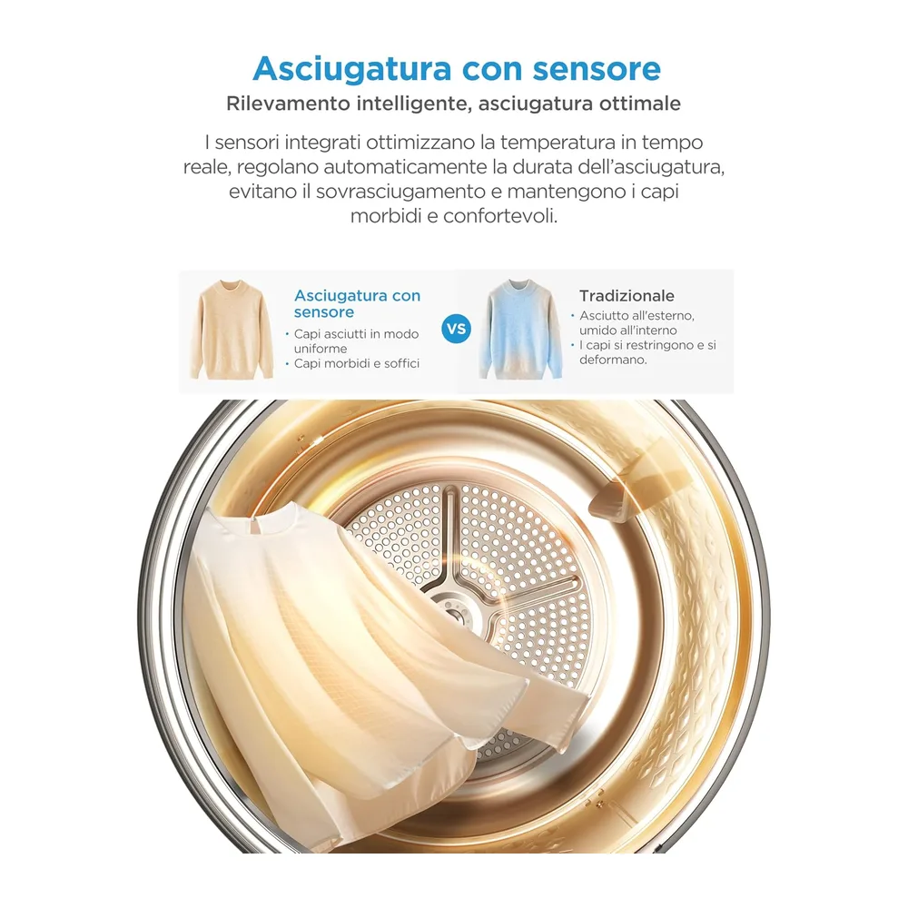 Midea Asciugatrice a Pompa di Calore 8 kg Classe A++ Asciugatura Rapida 35' [Classe di efficienza energetica — 5
