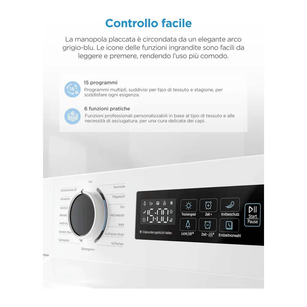 Midea Asciugatrice a Pompa di Calore 8 kg Classe A++ Asciugatura Rapida 35' [Classe di efficienza energetica — 6